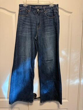 American Eagle Outfitters Dark Blue High Rise Dreamy Drape Jeans